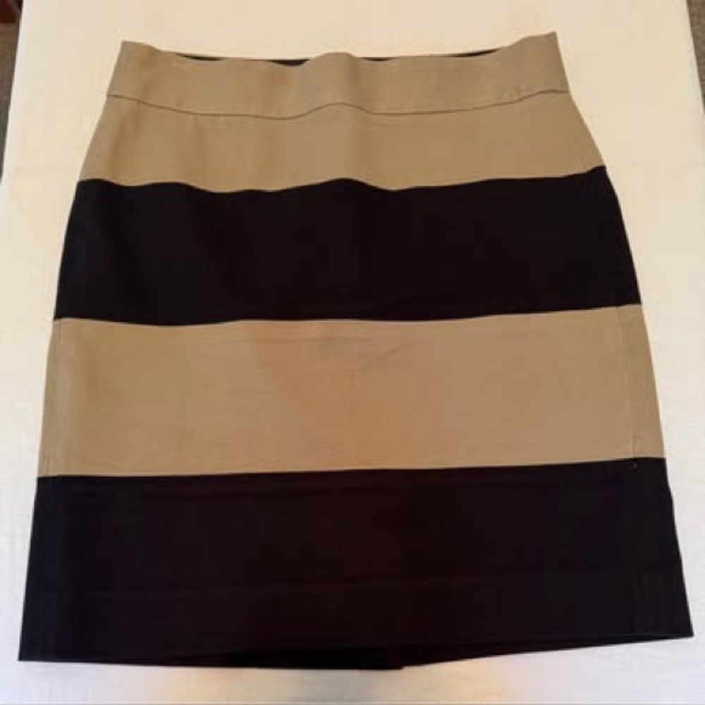 Banana Republic Tan Black Pencil Skirt modern‎ pencil stretch knit stripe